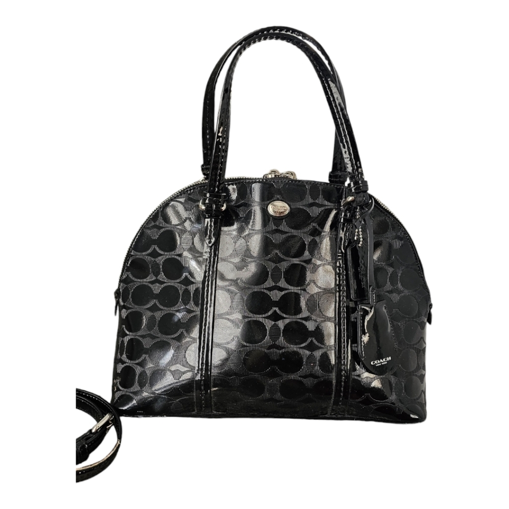 Coach Black Leather Crossbody Bag with Glossy Finish